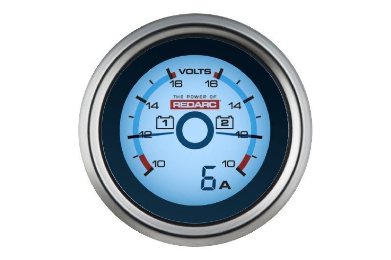 Dual voltage 52mm gauge with optional current display Redarc