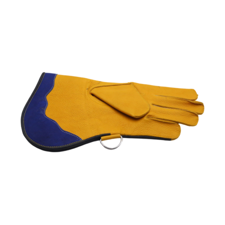 Single Layer Leather Gloves Mix Color Yellow/Blue